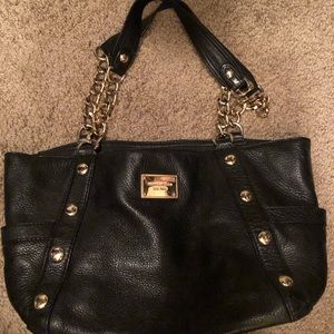 Michael kors black leather bag gold hardware